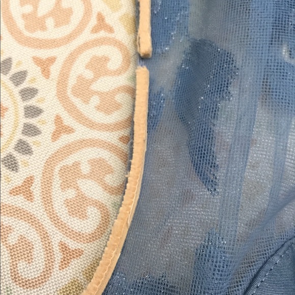 Oleg Cassini Baby Blue Embroidered Illusion Halter - Picture 7 of 8